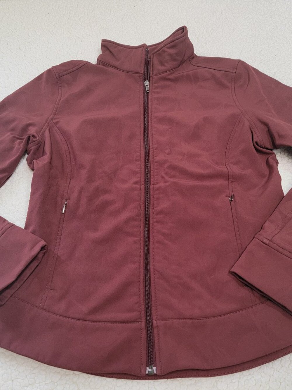 Patagonia Demitasse Jacket Womens Medium Bordeaux Red Leaves Softshell Full Zip